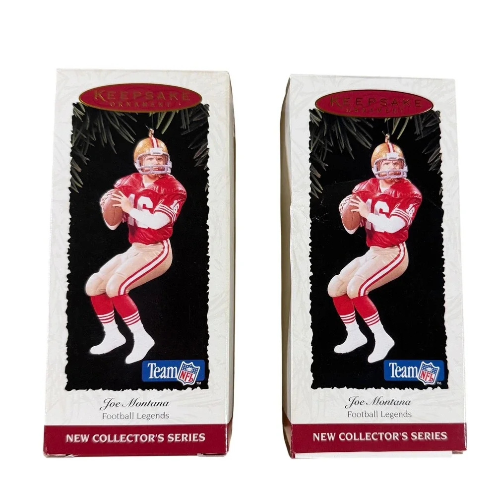 Lot of 2 Hallmark Joe Montana Football Legends 1995 Ornament San Francisco 49ers